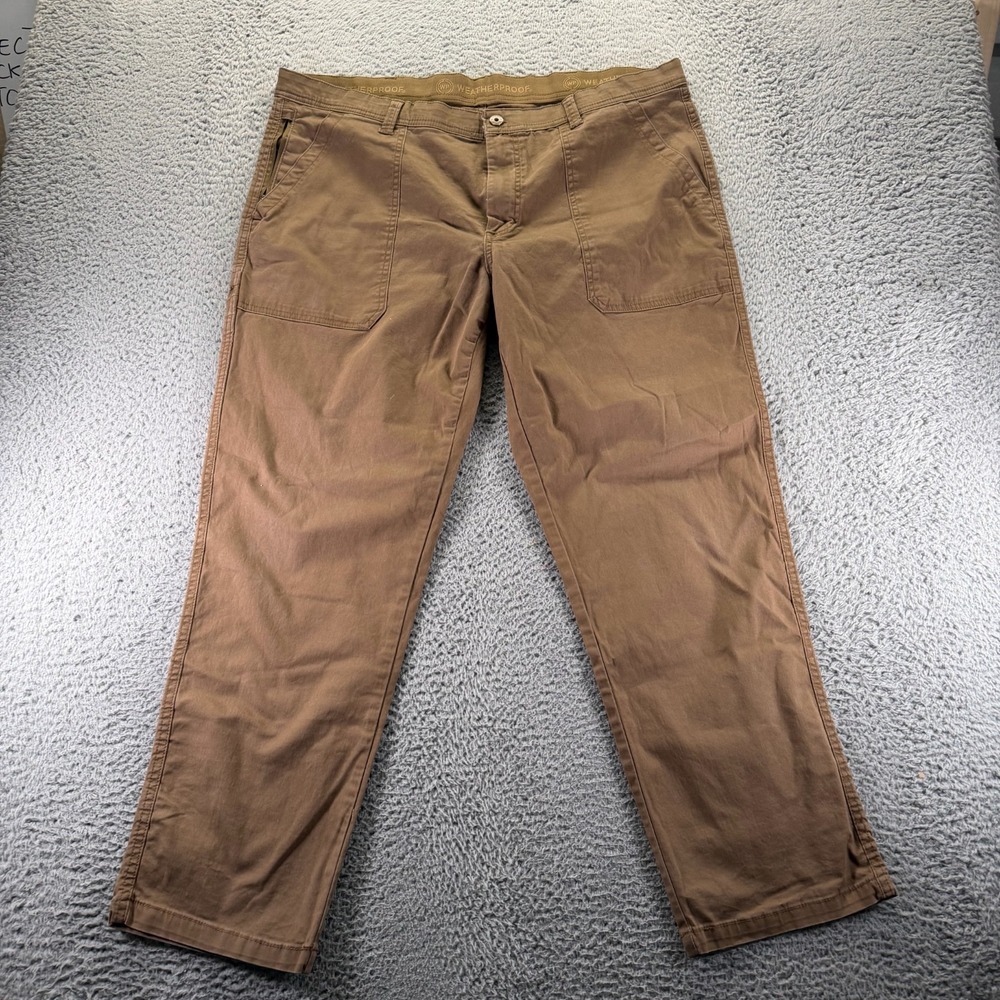Weatherproof Pant Mens 40x32 Brown Cotton Straight Utility Workwear‎ Stretch